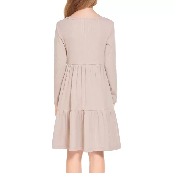 Arshiner Girls Sweater Dress Long Sleeve Knit Casual Swing Fall A-line Tiered Dresses with Pockets for 5-14 Years Kids