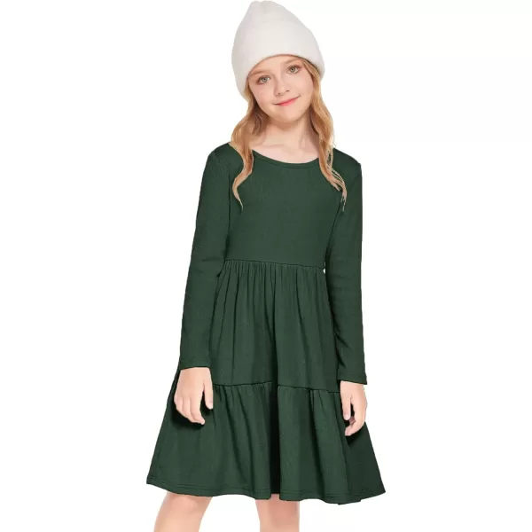Arshiner Girls Sweater Dress Long Sleeve Knit Casual Swing Fall A-line Tiered Dresses with Pockets for 5-14 Years Kids