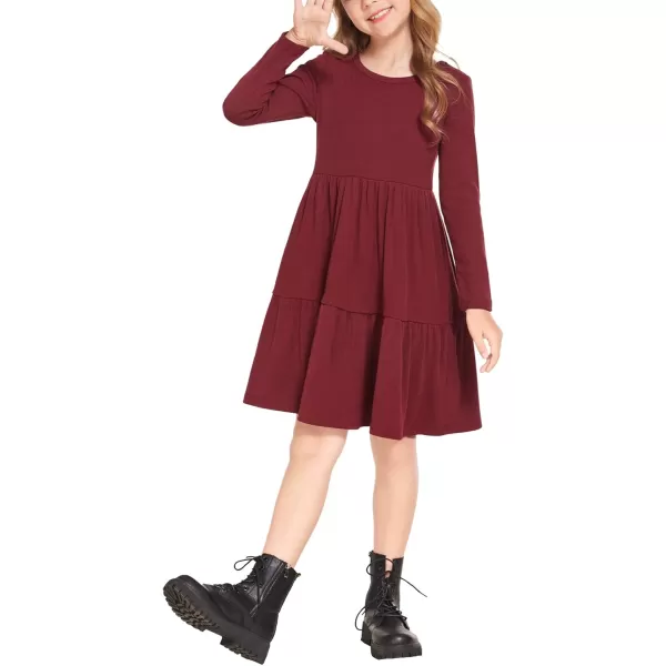 Arshiner Girls Sweater Dress Long Sleeve Knit Casual Swing Fall A-line Tiered Dresses with Pockets for 5-14 Years Kids