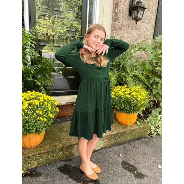 Arshiner Girls Sweater Dress Long Sleeve Knit Casual Swing Fall A-line Tiered Dresses with Pockets for 5-14 Years Kids