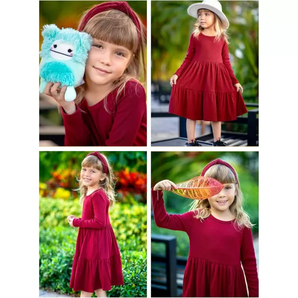 Arshiner Girls Sweater Dress Long Sleeve Knit Casual Swing Fall A-line Tiered Dresses with Pockets for 5-14 Years Kids