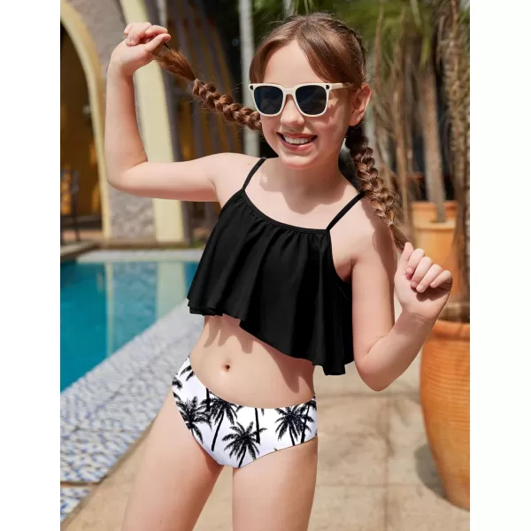 Arshiner Girls Swimsuit Two Pieces Bikini Set Ruffle Bathing Suits Flounced Tankini Swimwear