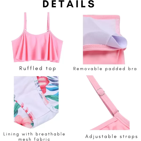 Arshiner Girls Swimsuit Two Pieces Bikini Set Ruffle Bathing Suits Flounced Tankini Swimwear
