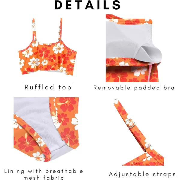 Arshiner Girls Swimsuit Two Pieces Bikini Set Ruffle Bathing Suits Flounced Tankini Swimwear