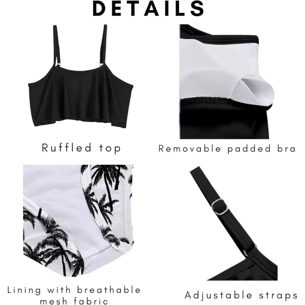 Arshiner Girls Swimsuit Two Pieces Bikini Set Ruffle Bathing Suits Flounced Tankini Swimwear