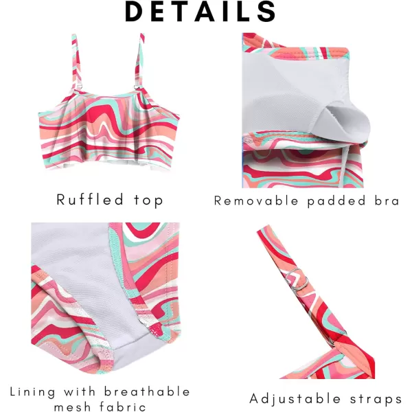 Arshiner Girls Swimsuit Two Pieces Bikini Set Ruffle Bathing Suits Flounced Tankini Swimwear