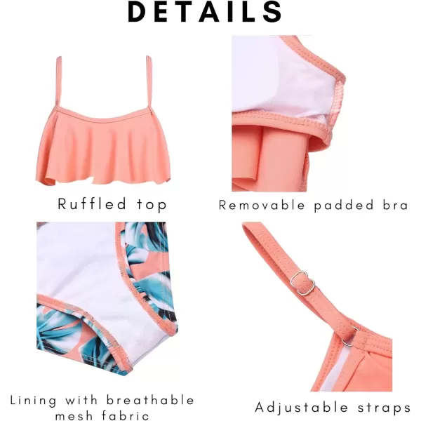 Arshiner Girls Swimsuit Two Pieces Bikini Set Ruffle Bathing Suits Flounced Tankini Swimwear