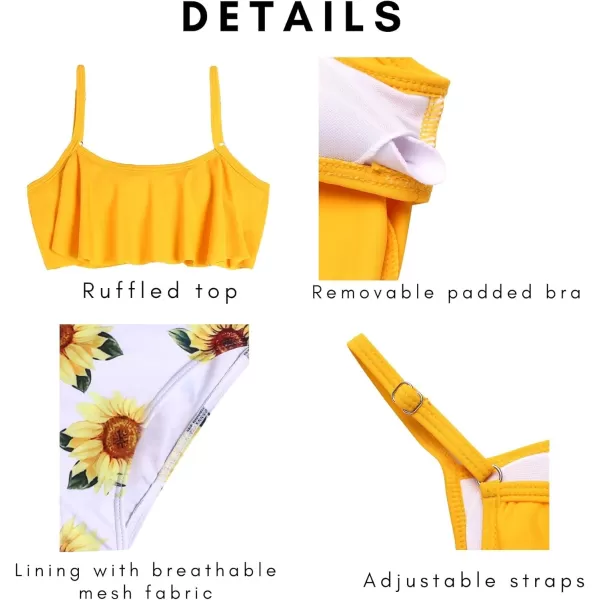 Arshiner Girls Swimsuit Two Pieces Bikini Set Ruffle Bathing Suits Flounced Tankini Swimwear