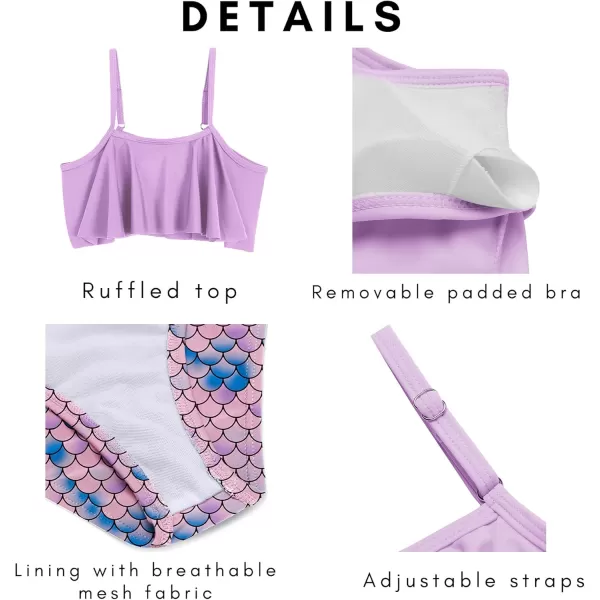 Arshiner Girls Swimsuit Two Pieces Bikini Set Ruffle Bathing Suits Flounced Tankini Swimwear