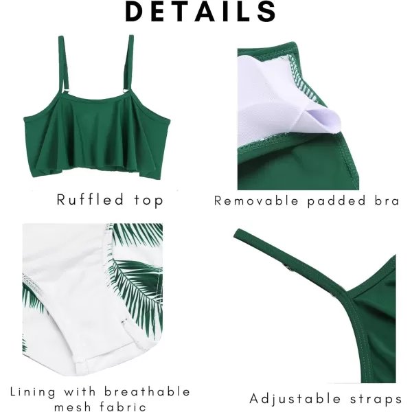 Arshiner Girls Swimsuit Two Pieces Bikini Set Ruffle Bathing Suits Flounced Tankini Swimwear