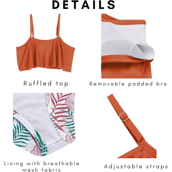 Arshiner Girls Swimsuit Two Pieces Bikini Set Ruffle Bathing Suits Flounced Tankini Swimwear