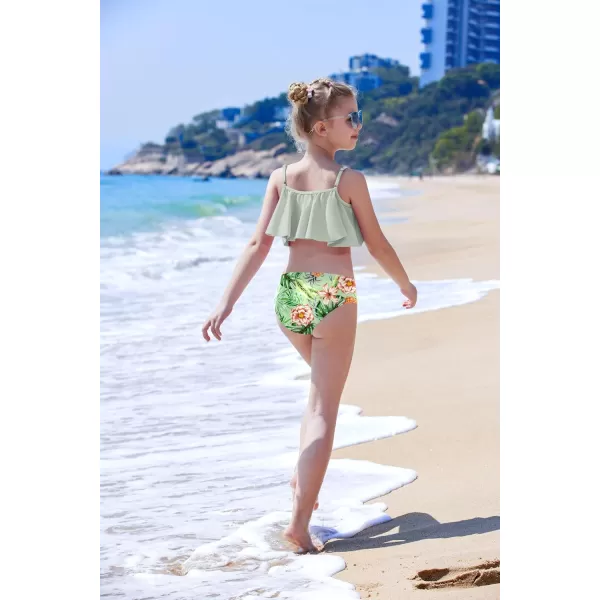 Arshiner Girls Swimsuit Two Pieces Bikini Set Ruffle Bathing Suits Flounced Tankini Swimwear