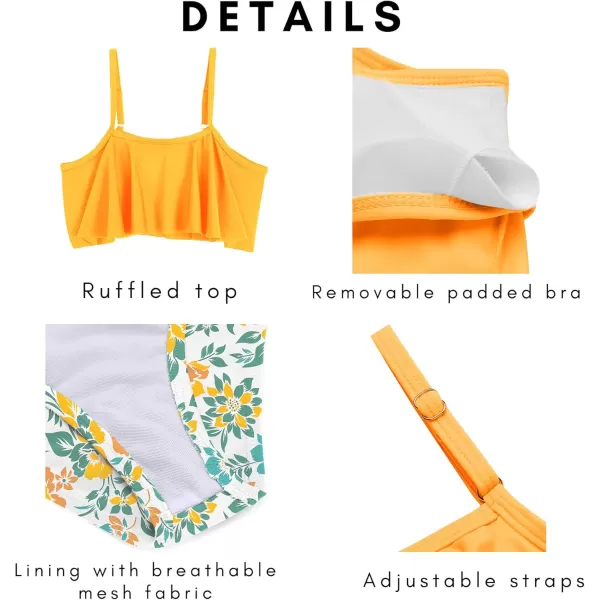Arshiner Girls Swimsuit Two Pieces Bikini Set Ruffle Bathing Suits Flounced Tankini Swimwear