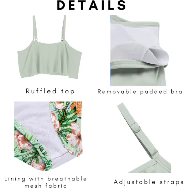 Arshiner Girls Swimsuit Two Pieces Bikini Set Ruffle Bathing Suits Flounced Tankini Swimwear