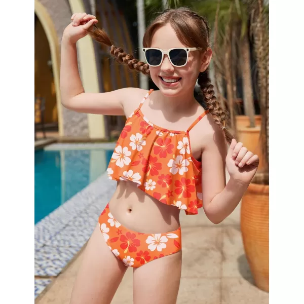 Arshiner Girls Swimsuit Two Pieces Bikini Set Ruffle Bathing Suits Flounced Tankini Swimwear