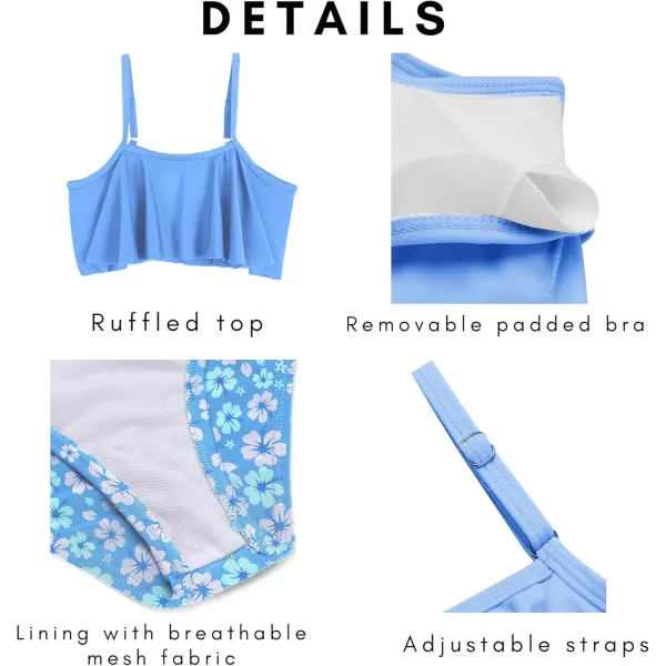 Arshiner Girls Swimsuit Two Pieces Bikini Set Ruffle Bathing Suits Flounced Tankini Swimwear