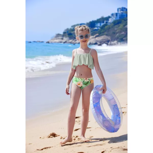 Arshiner Girls Swimsuit Two Pieces Bikini Set Ruffle Bathing Suits Flounced Tankini Swimwear