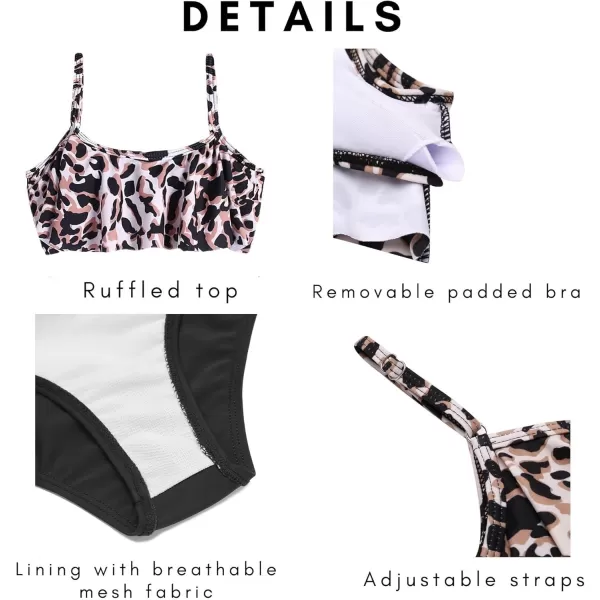 Arshiner Girls Swimsuit Two Pieces Bikini Set Ruffle Bathing Suits Flounced Tankini Swimwear