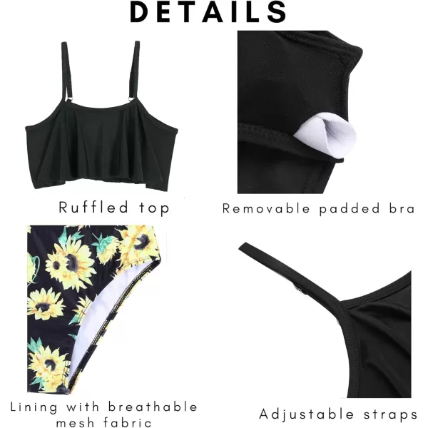 Arshiner Girls Swimsuit Two Pieces Bikini Set Ruffle Bathing Suits Flounced Tankini Swimwear