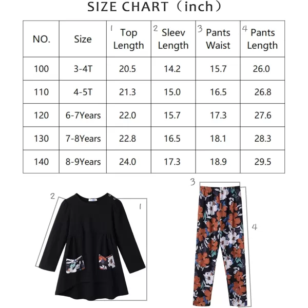 Arshiner Little Girls Outfits Cute Clothing Sets Long Sleeve 2pcs Pants Sets with Pockets