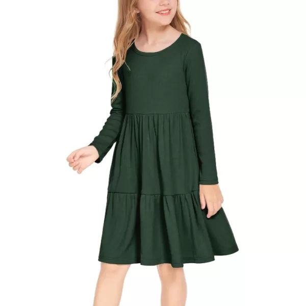 Arshiner Girls Sweater Dress Long Sleeve Knit Casual Swing Fall A-line Tiered Dresses with Pockets for 5-14 Years Kids