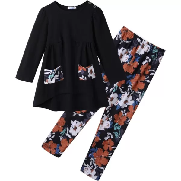 Arshiner Little Girls Outfits Cute Clothing Sets Long Sleeve 2pcs Pants Sets with Pockets
