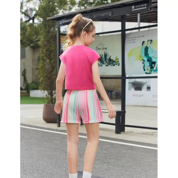 Arshiner Girls 2 Piece Outfit Summer Drop Shoulder Batwing Sleeve Tops and Paperbag Waist Shorts Set Cute Clothing Size 6-14