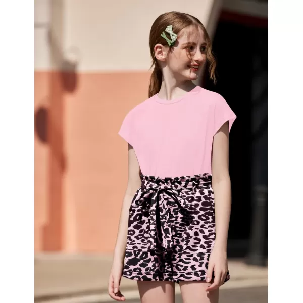 Arshiner Girls 2 Piece Outfit Summer Drop Shoulder Batwing Sleeve Tops and Paperbag Waist Shorts Set Cute Clothing Size 6-14