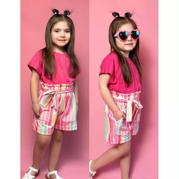 Arshiner Girls 2 Piece Outfit Summer Drop Shoulder Batwing Sleeve Tops and Paperbag Waist Shorts Set Cute Clothing Size 6-14