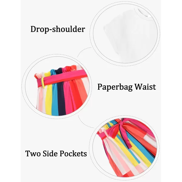 Arshiner Girls 2 Piece Outfit Summer Drop Shoulder Batwing Sleeve Tops and Paperbag Waist Shorts Set Cute Clothing Size 6-14