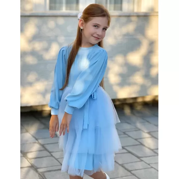 Arshiner Toddler Sweater Dress Little Girls Tutu Fall Winter Puff Long Sleeve Princess Party Birthday Tulle Dresses