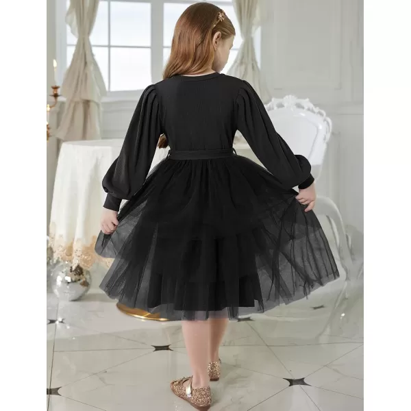 Arshiner Toddler Sweater Dress Little Girls Tutu Fall Winter Puff Long Sleeve Princess Party Birthday Tulle Dresses
