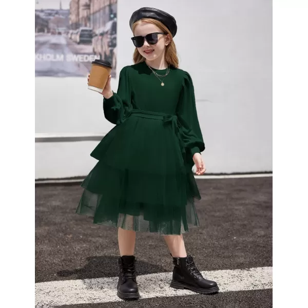 Arshiner Toddler Sweater Dress Little Girls Tutu Fall Winter Puff Long Sleeve Princess Party Birthday Tulle Dresses