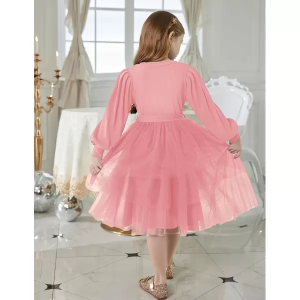 Arshiner Toddler Sweater Dress Little Girls Tutu Fall Winter Puff Long Sleeve Princess Party Birthday Tulle Dresses