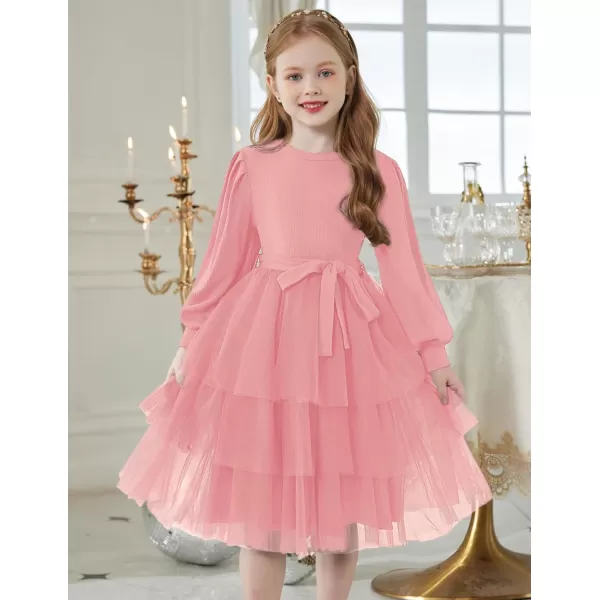 Arshiner Toddler Sweater Dress Little Girls Tutu Fall Winter Puff Long Sleeve Princess Party Birthday Tulle Dresses