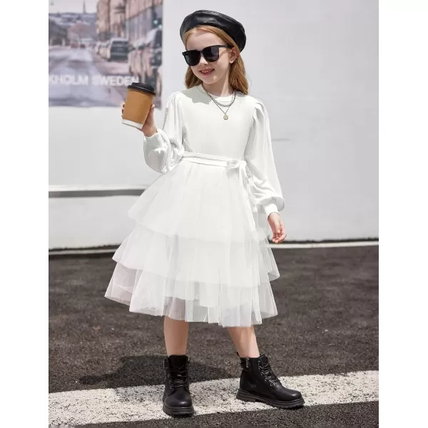 Arshiner Toddler Sweater Dress Little Girls Tutu Fall Winter Puff Long Sleeve Princess Party Birthday Tulle Dresses