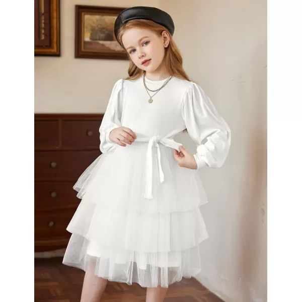 Arshiner Toddler Sweater Dress Little Girls Tutu Fall Winter Puff Long Sleeve Princess Party Birthday Tulle Dresses