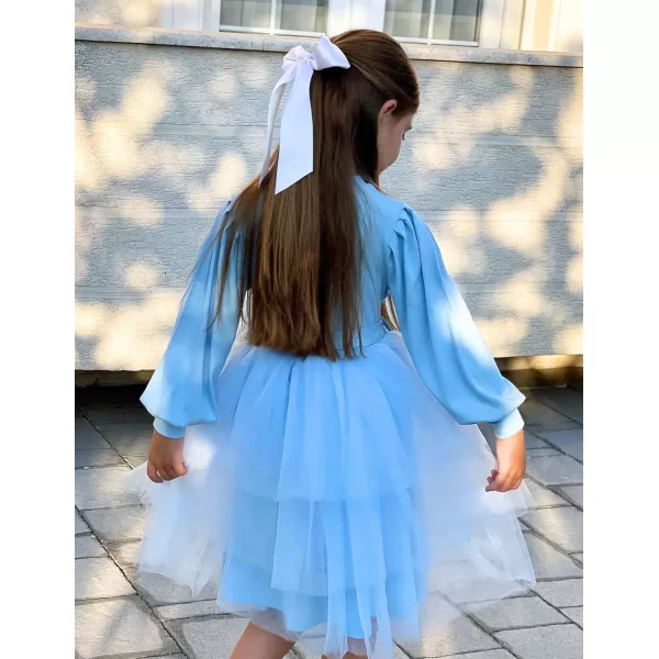 Arshiner Toddler Sweater Dress Little Girls Tutu Fall Winter Puff Long Sleeve Princess Party Birthday Tulle Dresses