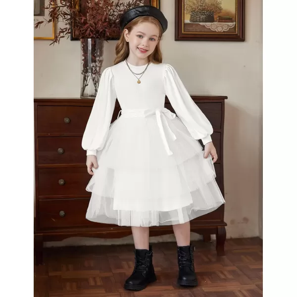 Arshiner Toddler Sweater Dress Little Girls Tutu Fall Winter Puff Long Sleeve Princess Party Birthday Tulle Dresses