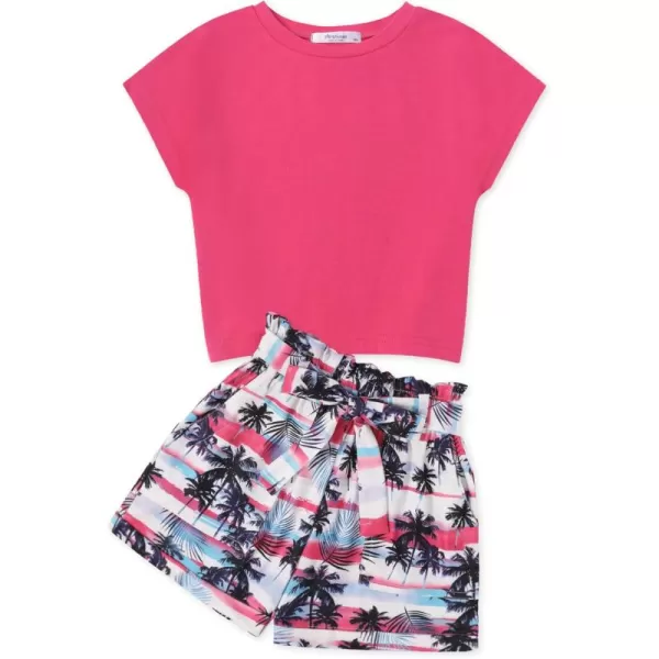 Arshiner Girls 2 Piece Outfit Summer Drop Shoulder Batwing Sleeve Tops and Paperbag Waist Shorts Set Cute Clothing Size 6-14
