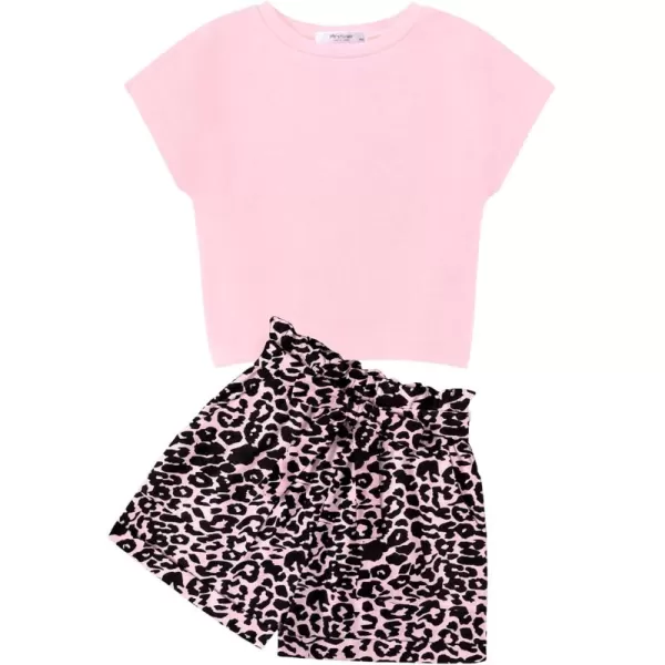 Arshiner Girls 2 Piece Outfit Summer Drop Shoulder Batwing Sleeve Tops and Paperbag Waist Shorts Set Cute Clothing Size 6-14