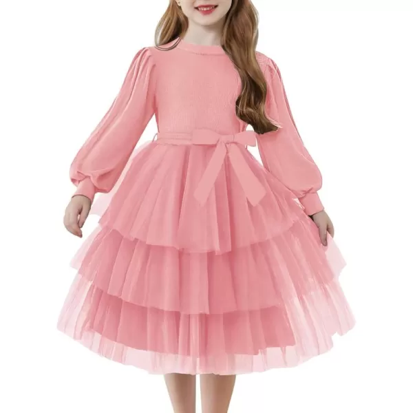 Arshiner Toddler Sweater Dress Little Girls Tutu Fall Winter Puff Long Sleeve Princess Party Birthday Tulle Dresses