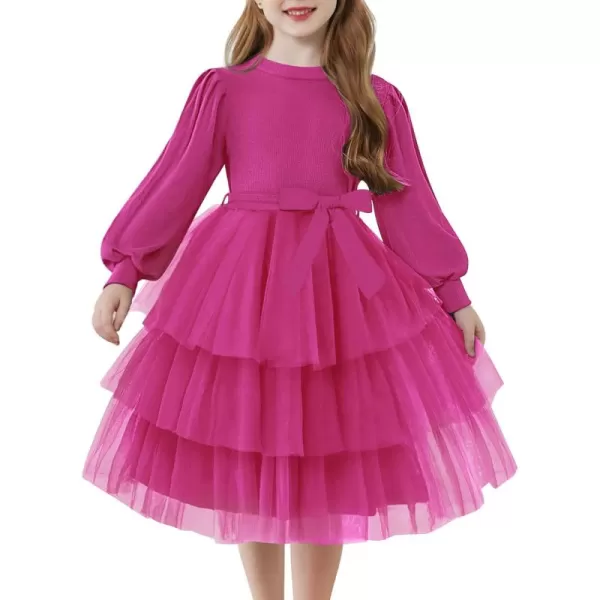 Arshiner Toddler Sweater Dress Little Girls Tutu Fall Winter Puff Long Sleeve Princess Party Birthday Tulle Dresses