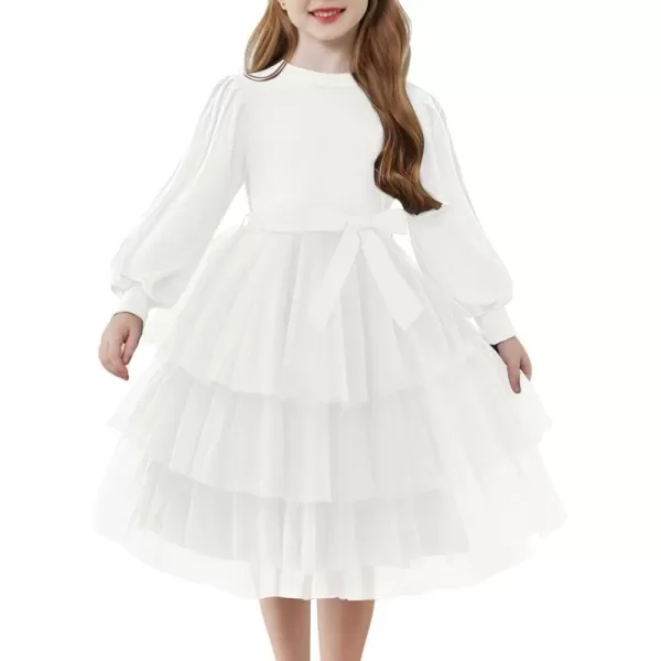 Arshiner Toddler Sweater Dress Little Girls Tutu Fall Winter Puff Long Sleeve Princess Party Birthday Tulle Dresses