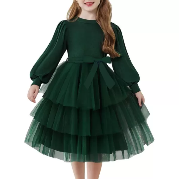 Arshiner Toddler Sweater Dress Little Girls Tutu Fall Winter Puff Long Sleeve Princess Party Birthday Tulle Dresses
