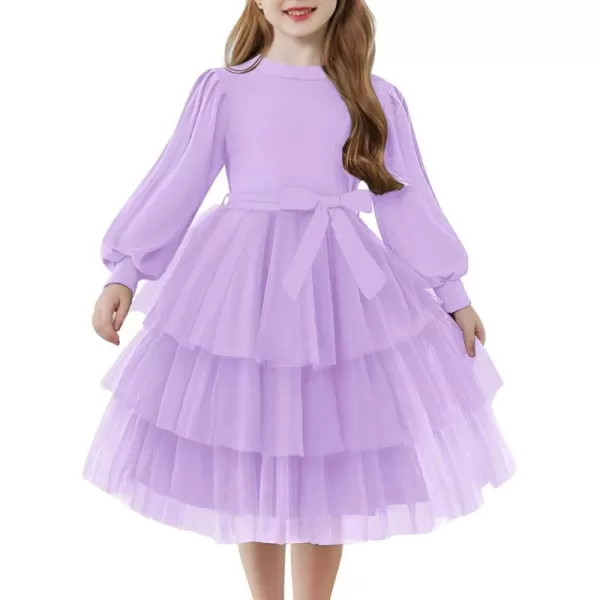 Arshiner Toddler Sweater Dress Little Girls Tutu Fall Winter Puff Long Sleeve Princess Party Birthday Tulle Dresses