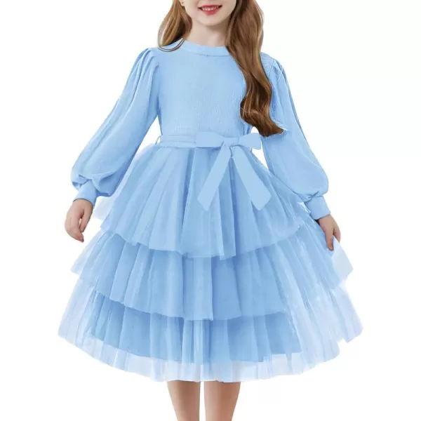 Arshiner Toddler Sweater Dress Little Girls Tutu Fall Winter Puff Long Sleeve Princess Party Birthday Tulle Dresses