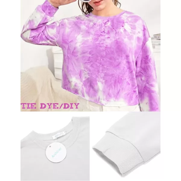 Arshiner Girls Crop Tops Kids Long Sleeve Pullover Sweatshirts Girls Cropped Crewneck Sweatshirt for 5-14 Years Teen Girls
