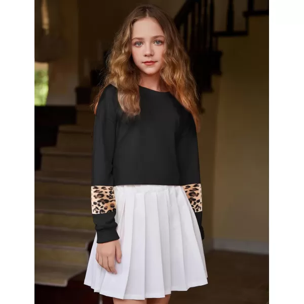 Arshiner Girls Crop Tops Kids Long Sleeve Pullover Sweatshirts Girls Cropped Crewneck Sweatshirt for 5-14 Years Teen Girls