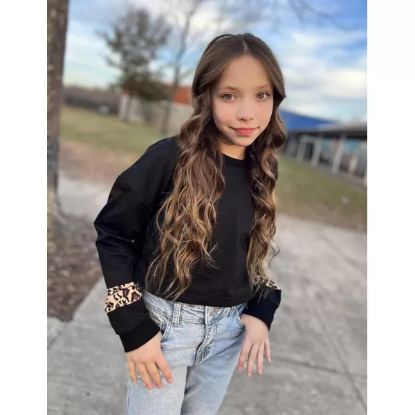 Arshiner Girls Crop Tops Kids Long Sleeve Pullover Sweatshirts Girls Cropped Crewneck Sweatshirt for 5-14 Years Teen Girls